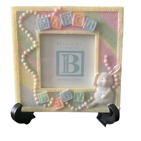 NEW Michel Company Baby Bunny March Photo Frame 4x4 Great Gift - Picture 1 of 10